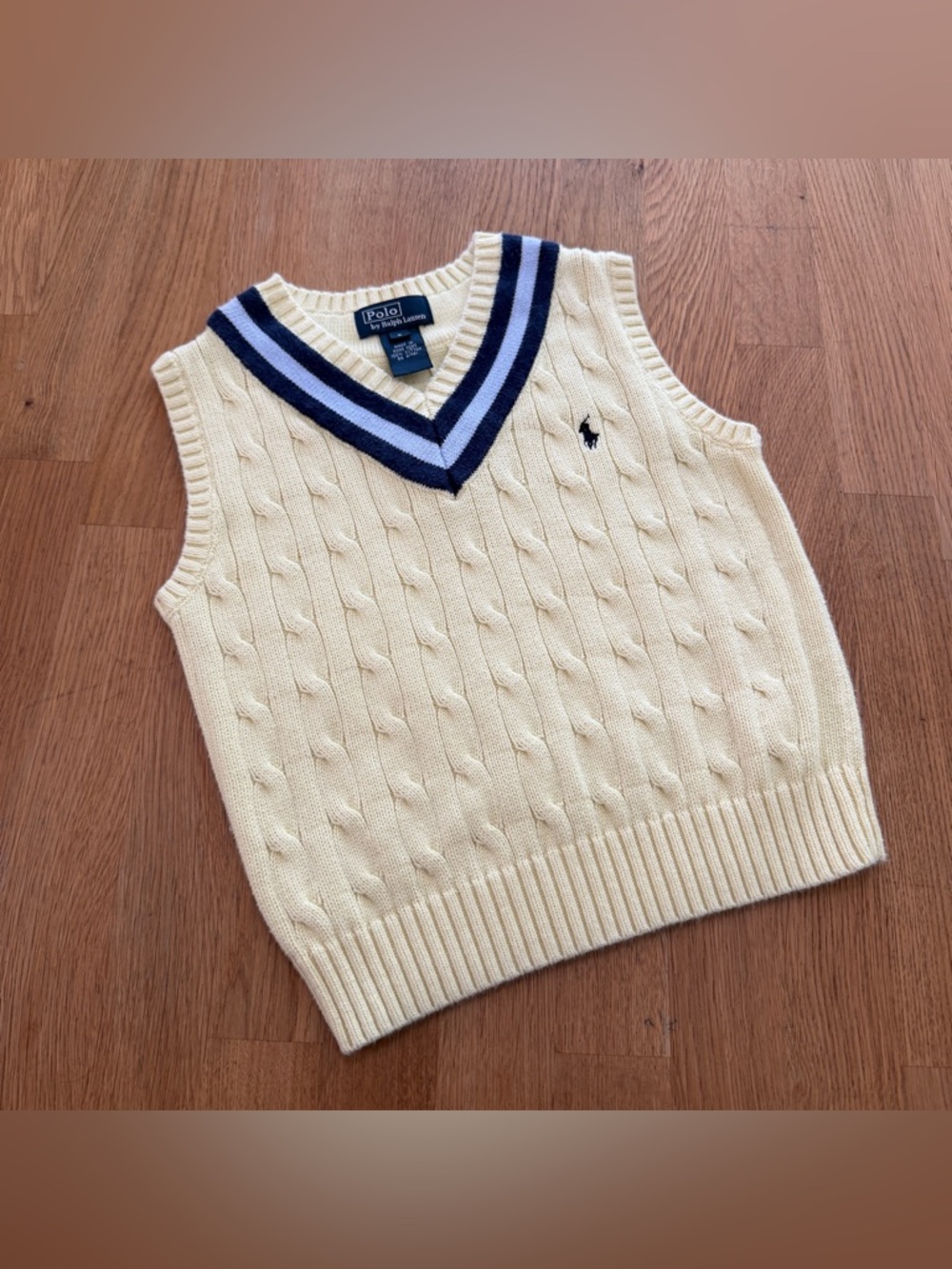 Polo Ralph Lauren Kids 5 Yellow Knit Sweater Vest Vintage 80s Preppy Nautical